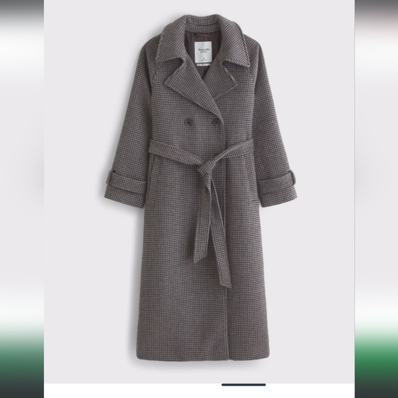 A&F Stylish Houndstooth Belted Coat